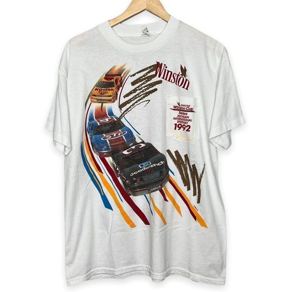 Vintage 1992 Nascar Winston Cup AOP T-shirt Size XL - Picture 1 of 5